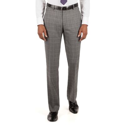 Ben Sherman Ben Sherman Grey textured check plain front slim fit kings suit trouser